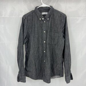 Everlane Men L Button Down Shirt Long Sleeve Heather Gray Casual Classic Top